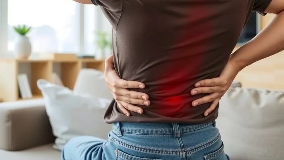 Ont under revbenen och bak ryggen